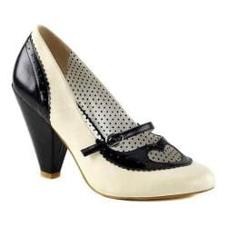 Women's Pin Up Poppy 18 Mary Jane Pump Black/Cream Faux Leather