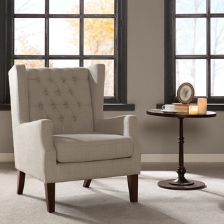Madison Park Roan Linen Button Tufted Wing Chair