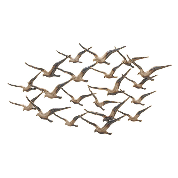 Flying Flocking Birds Dark Bronze Metal 45-inch Wall Art