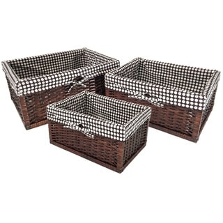 Wee's Beyond Rattan Storage Baskets with Linens (Pack of 3)
