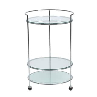 Roberta Rolling Cart in Clear and Frosted Glass with Chrome Frame