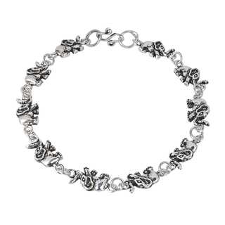 Fortunate Elephant Link .925 Sterling Silver Bracelet (Thailand)