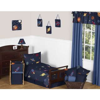 Sweet Jojo Designs Space Galaxy Galactic Planets Rocket Ship 5-piece Toddler Bed in a Bag Set