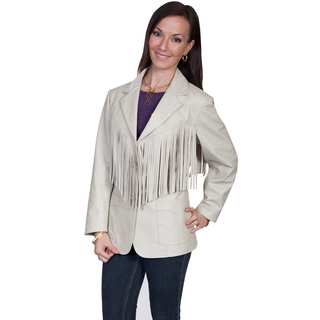 Scully Women's Cream Leather Fringed Jacket