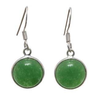 Handcrafted Sterling Silver Canadian Green Jade Earrings (India)