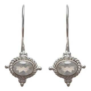 Sterling Silver Rainbow Moonstone Dangle Earrings (India)