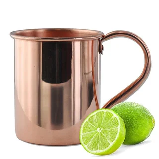 Solid Moscow Mule 100-percent Copper Mugs with Smooth Finish 16-ounce with Solid Copper Handle