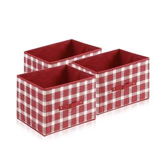 Furinno Laci Check Design Red/White Non-Woven Fabric Soft Storage Organizer