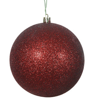 Burgundy Plastic 3-inch Glitter Ball Ornaments (Case of 12)