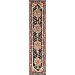 ecarpetgallery Hand-knotted Serapi Heritage Blue Wool Rug (2'7 x 11'9)