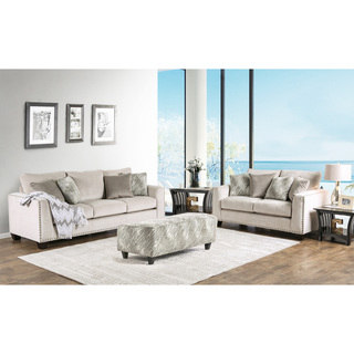 Furniture of America Amelie Contemporary 2-piece Light Mocha Premium Fabric Sofa Set
