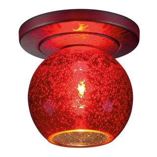 Bruck Lighting Bobo 1 - Low Voltage Bronze Ceiling Mount - Red Blubble Glass Shade