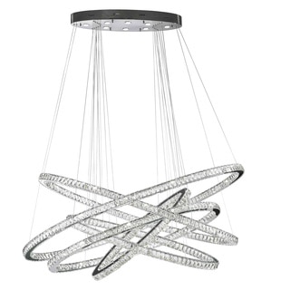 Modern Euro Cosmos LED Collection 102 Light Chrome Finish Crystal Constellation Ring Dimmable Chandelier Extra Large