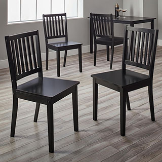 Simple Living Slat Black Rubberwood Dining Chairs (Set of 4)