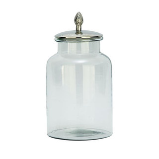 Benzara Glass Aluminum Jar