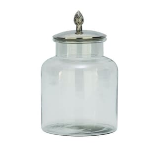 Benzara Classy Glass Aluminum Jar