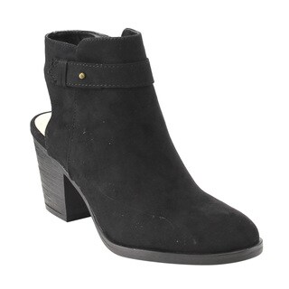 Bamboo Women's Black Faux-suede High-heel Ankle Bootie