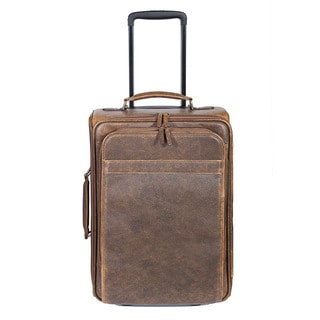 Scully Leather Brown Leather 18-inch Rolling Carry-on Suitcase