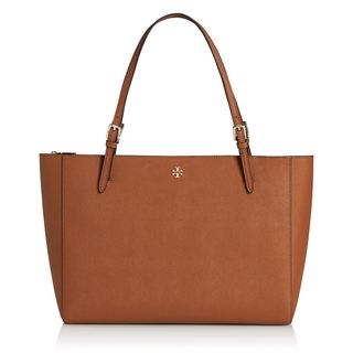 Tory Burch York Brown Leather Buckle Tote Bag