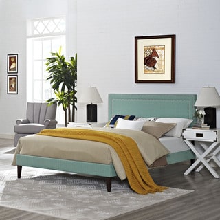 Jessamine Fabric Platform Bed with Squared Tapered Legs in Laguna
