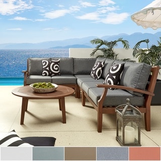 Yasawa Modern Brown Outdoor Cushioned Wood Sectional by NAPA LIVING