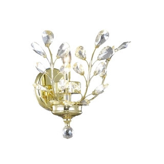 Floral Orchid Collection 1 Light Gold Finish Crystal Flower Wall Sconce 12" W x 13" H Contemporary Medium