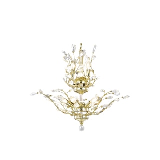 Floral Orchid Collection 8 Light Gold Finish Crystal Flower Chandelier 21" D x 22" H Two 2 Tier Medium