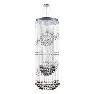Modern Euro Planet Collection 9 Light Chrome Finish Crystal Galaxy Flush Mount Chandelier 26" D x 72" H Two 2 Tier Large