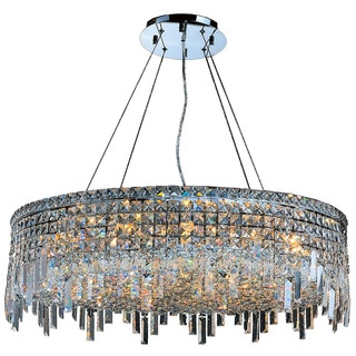 Glam Art Deco Style Collection 18 Light Chrome Finish Crystal Round Flush Mount Chandelier 32" D x 10.5" H Large