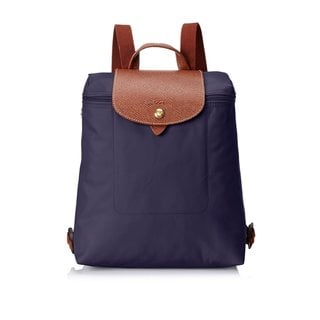 Longchamp Le Pliage Bilberry Purple Nylon and Leather Backpack