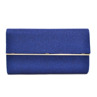 Dasein Glitter Frosted Evening Clutch with Removable Chain Strap and Polished Gold Frame Clasp Closure