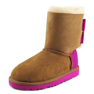 Ugg Australia Girls' K Bailey Bow Brown/Pink Regular Suede Boots