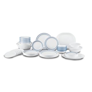 Corelle Livingware Cafe Blue Vitrelle Glass/Plastic 74-Piece Dinnerware Set