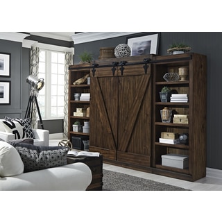Lancaster III Farmhouse Rustic Tobacco Entertainment Center with Piers