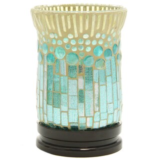 Multicolored Art Glass and Polyresin 6.75-inches High Mosaic Design Uplight LED Battery-operated Accent Lamp