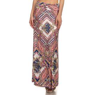 Women's Tapestry Geometric Multicolor Polyester and Spandex Maxi Skirt
