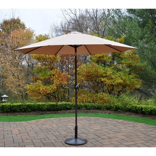 Oakland Living Corporation 9' Umbrella with Cast-iron Stand and Crank and Tilt System