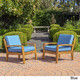 Grenada Outdoor Wooden Club Chair w/ Cushions (Set of 2) by Christopher Knight Home - Thumbnail 1