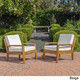 Grenada Outdoor Wooden Club Chair w/ Cushions (Set of 2) by Christopher Knight Home - Thumbnail 3