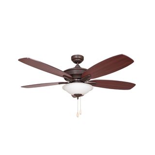 Alexis 5 Blade Ceiling Fan in Oil Rubbed Bronze Finish with Frosted Alabaster Glass