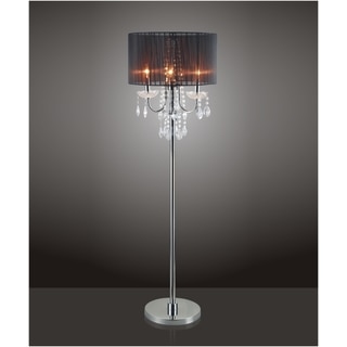 QMax Black Chrome Crystal Inspired 3-Bulb 62.5-inch Floor Lamp