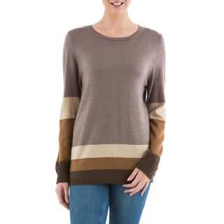 Handcrafted Acrylic 'Imagine in Brown' Pullover Sweater (Peru)