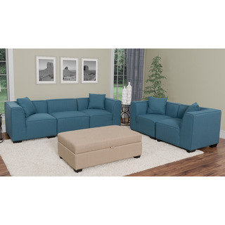 CorLiving Lida 5pc Fabric Sectional Sofa and Loveseat Set