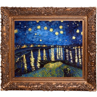 Vincent Van Gogh 'Starry Night Over the Rhone (Luxury Line)' Hand Painted Framed Oil Reproduction on Canvas