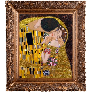 Gustav Klimt 'The Kiss (Luxury Line)' Hand Painted Framed Oil Reproduction on Canvas