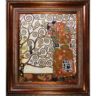 Gustav Klimt 'Fulfillment - The Embrace (Luxury Line)' Hand Painted Framed Oil Reproduction on Canvas
