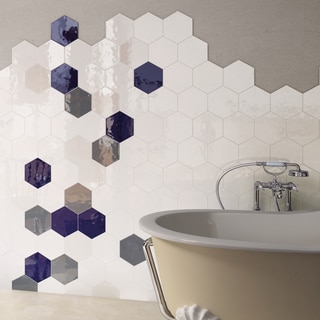 SomerTile 7x8-inch Hextile Glossy Cobalto Ceramic Wall Tile (35/Case, 11.41 sqft.)