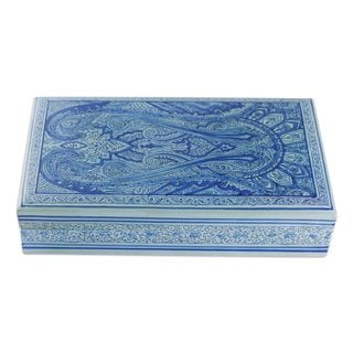 Sapphire Paisley Papier Mache Box (India)