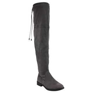 Reneeze AD97 Women's Drawstring Pull On Low Heel Over The Knee High Dress Boots