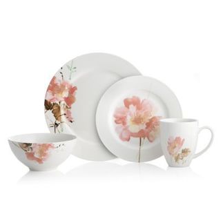 Oneida Amore White/ Pink Porcelain 32-piece Dinnerware Set (Service for 8)